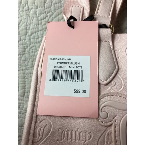 Juicy Couture Powder Blush Upgrade U Mini Tote Bag *Embossed Logo*Pink*Strap*NWT - Picture 3 of 10